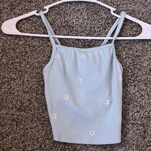 light blue flower crop top